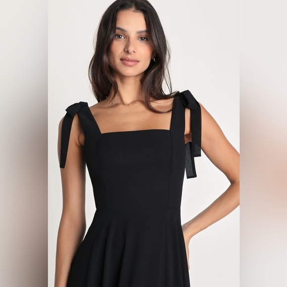 LULU’S Love Me Forever Black Tie Strap Square Neck Maxi Dress - Picture 2 of 10